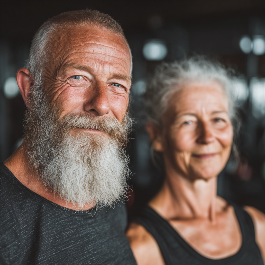 Активна жінка середнього віку займається фітнесом